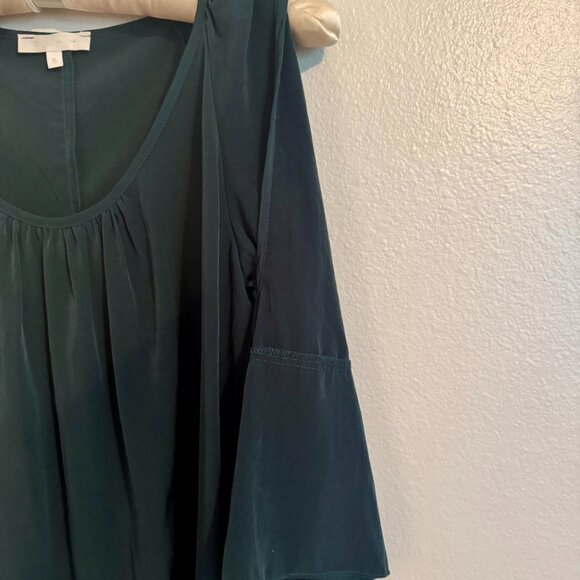 Shoulder Less Dark Forest Green Long Shirt Size Small - Picture 2 of 6